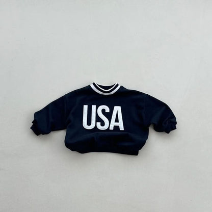 Toddler S25 Stripe Rib Crew Neck 'USA' Patch Sweatshirt (2 - 6y) - 3 Colors kids outfit