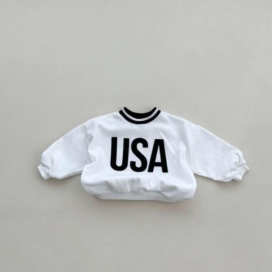 Toddler S25 Stripe Rib Crew Neck 'USA' Patch Sweatshirt (2 - 6y) - 3 Colors kids outfit