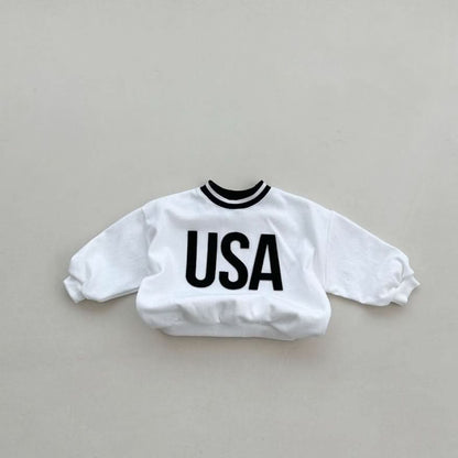 Toddler S25 Stripe Rib Crew Neck 'USA' Patch Sweatshirt (2 - 6y) - 3 Colors kids outfit