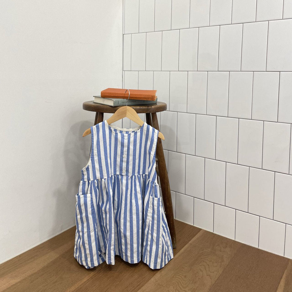 Toddler S25 Stripe Sleeveless Dress (1 - 7y) - Blue kids outfit