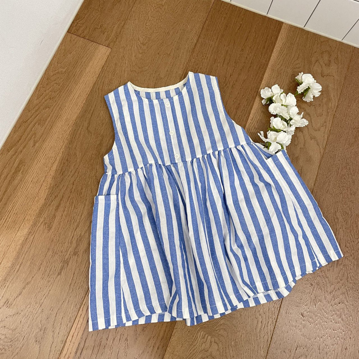 Toddler S25 Stripe Sleeveless Dress (1 - 7y) - Blue kids outfit