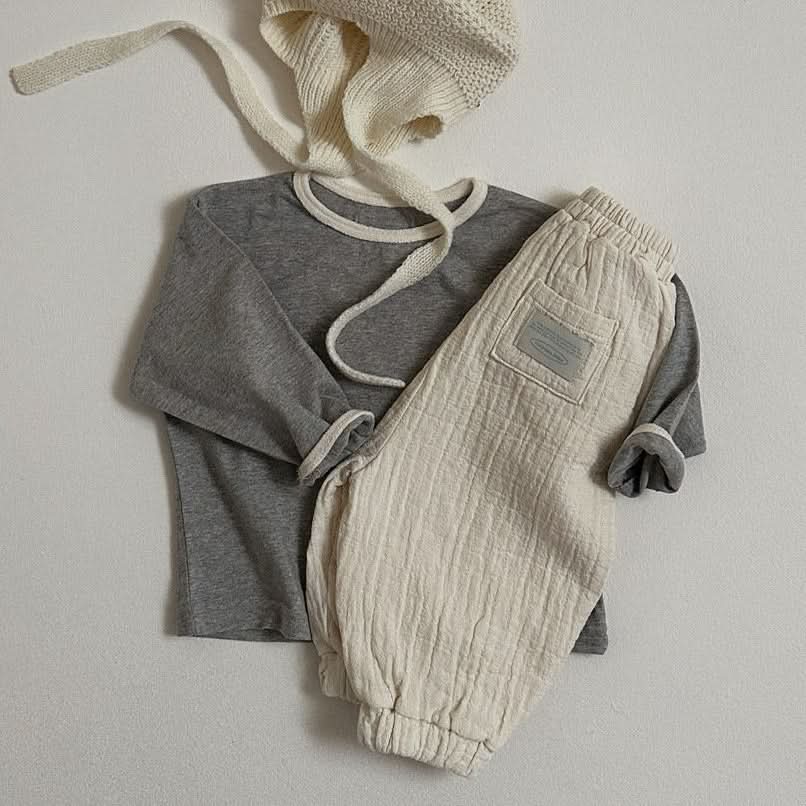 Toddler S25 Terry Cloth Contrast Trim Long Sleeve Tee (10m - 4y) - 3 Colors kids outfit