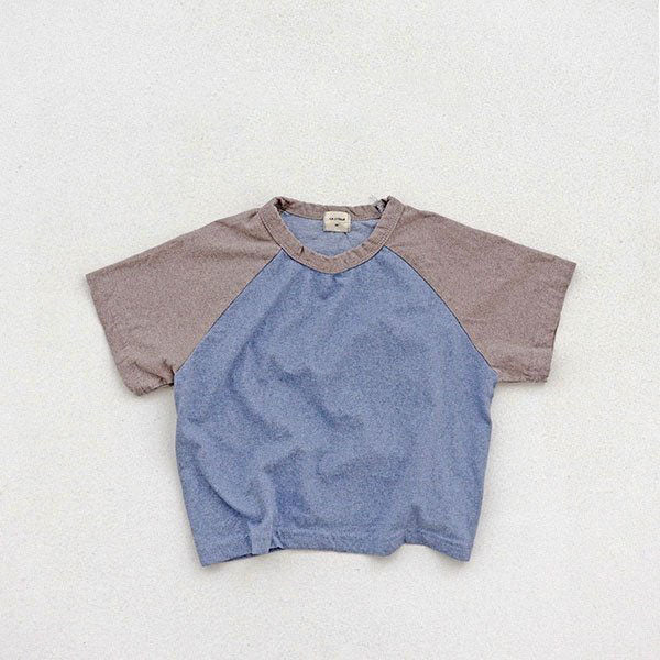 Toddler S25 Vintage Wash Color Block Short Sleeve Raglan Tee (15m - 7y) - 2 Colors kids outfit