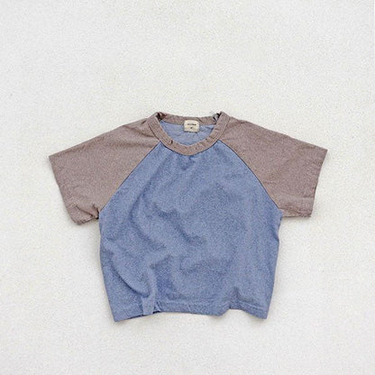 Toddler S25 Vintage Wash Color Block Short Sleeve Raglan Tee (15m - 7y) - 2 Colors kids outfit
