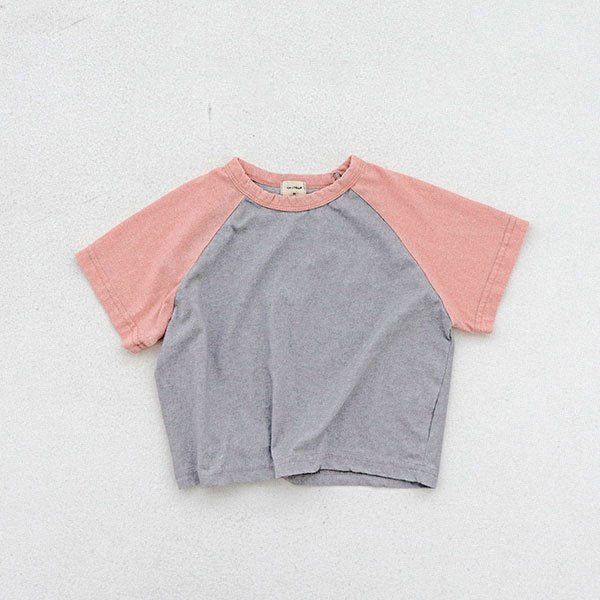 Toddler S25 Vintage Wash Color Block Short Sleeve Raglan Tee (15m - 7y) - 2 Colors kids outfit