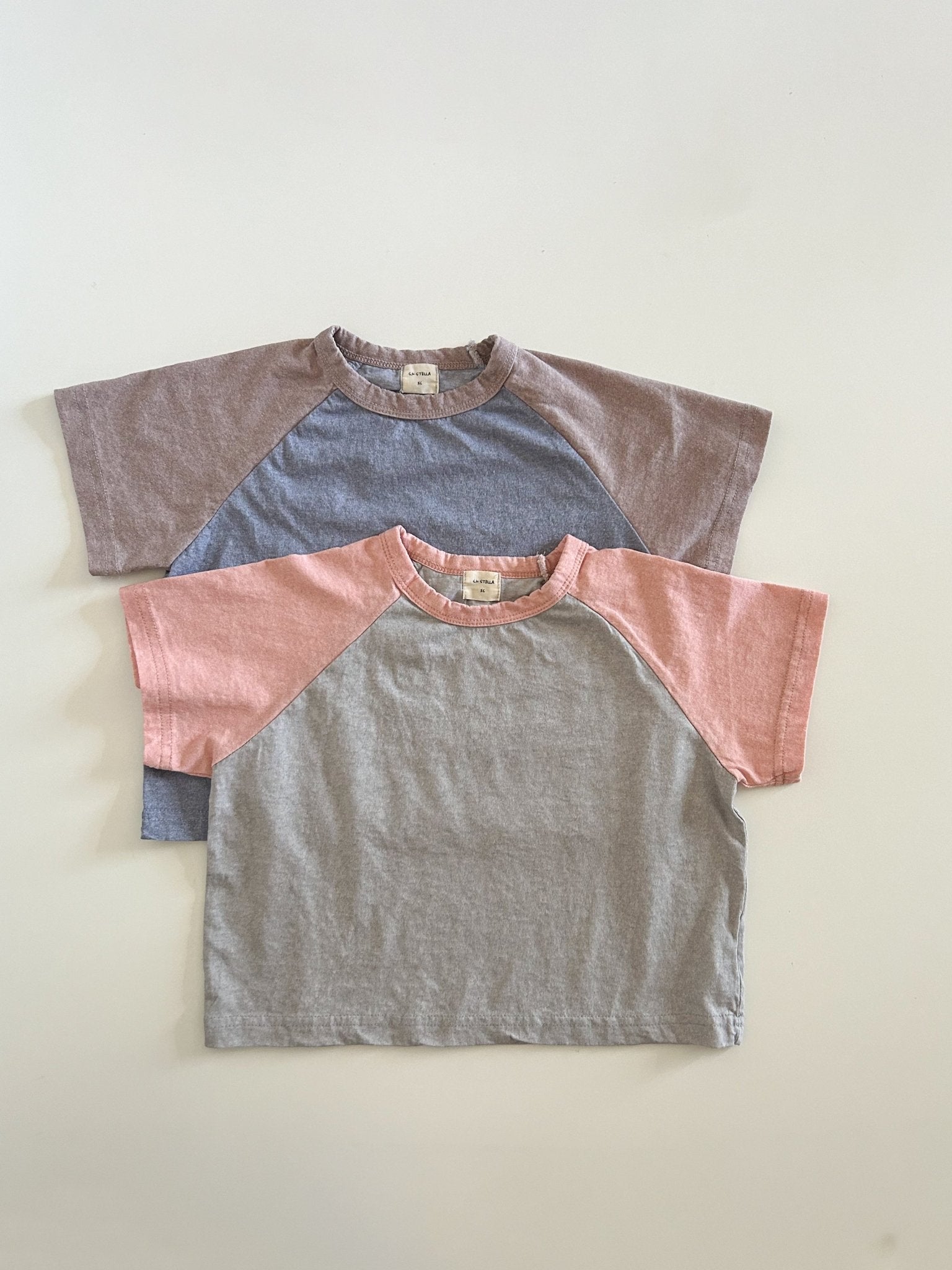 Toddler S25 Vintage Wash Color Block Short Sleeve Raglan Tee (15m - 7y) - 2 Colors kids outfit