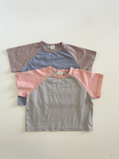 Toddler S25 Vintage Wash Color Block Short Sleeve Raglan Tee (15m - 7y) - 2 Colors kids outfit