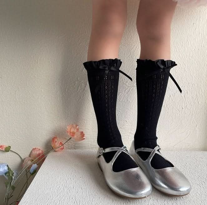 Toddler Sheer Ruffle Bow Knee Socks (1 - 13y) - 3 Colors kids outfit