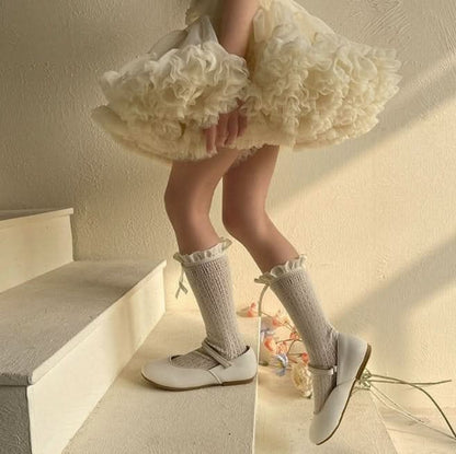 Toddler Sheer Ruffle Bow Knee Socks (1 - 13y) - 3 Colors kids outfit