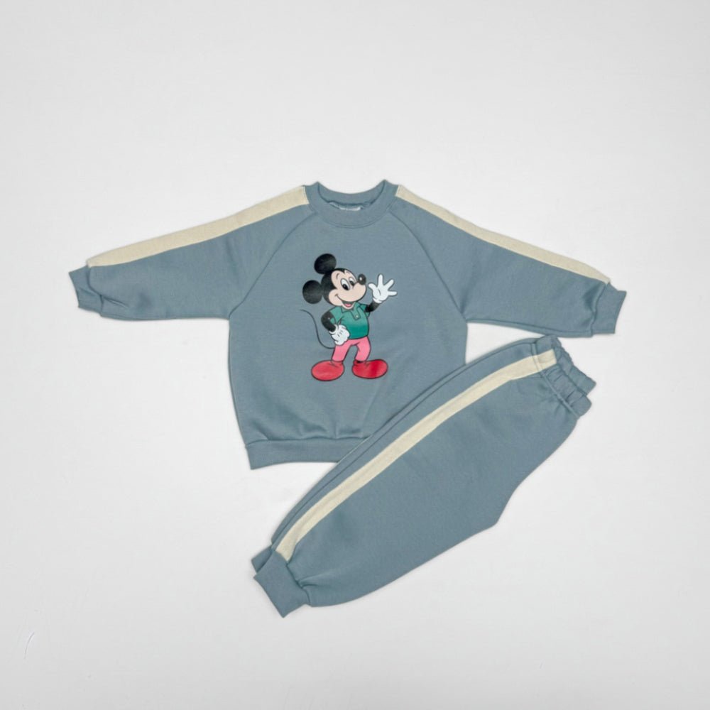 Toddler Side Colorblock Sweatshirt and Jogger Pants Set (1-2y) - Blue kids outfit