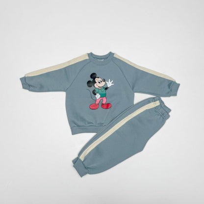 Toddler Side Colorblock Sweatshirt and Jogger Pants Set (1-2y) - Blue kids outfit