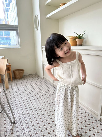 Toddler Sleeveless Cotton Knit Top (2 - 5y) - Cream kids outfit