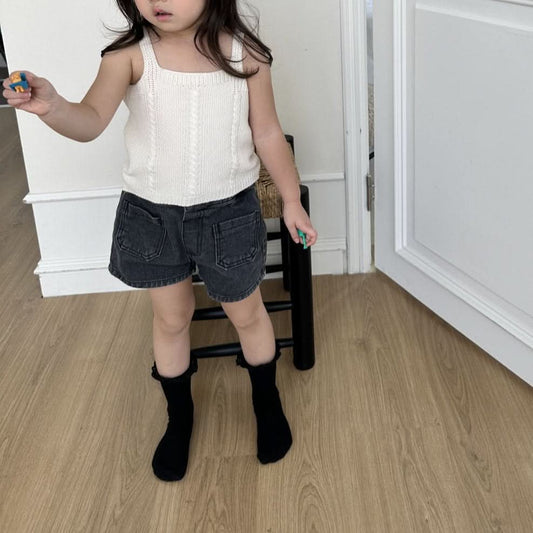 Toddler Sleeveless Cotton Knit Top (2 - 5y) - Cream kids outfit