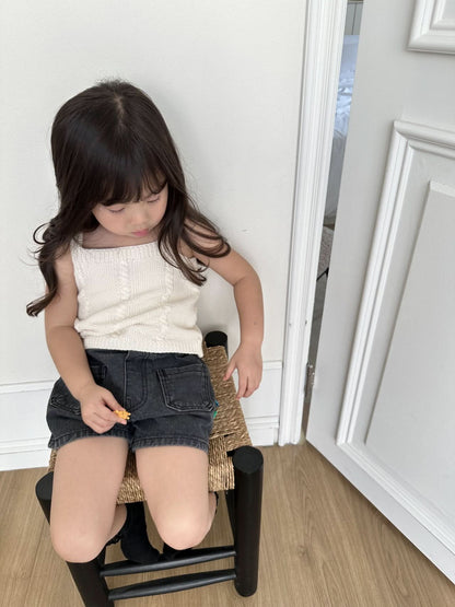 Toddler Sleeveless Cotton Knit Top (2 - 5y) - Cream kids outfit