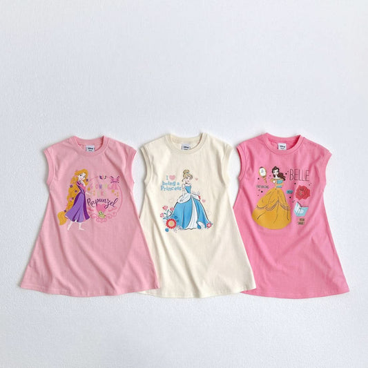 Toddler Sleeveless Disney Princess Dress (1-2y) - Dark Pink kids outfit