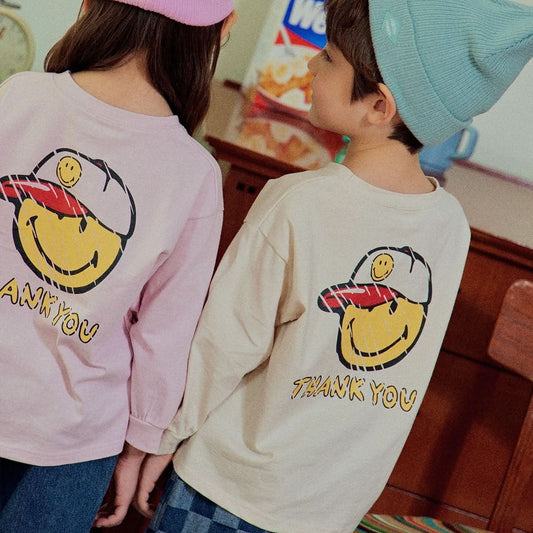 Toddler Smiley Face Thank You Graphic Print Tee (2 - 6y) - 3 Colors kids outfit