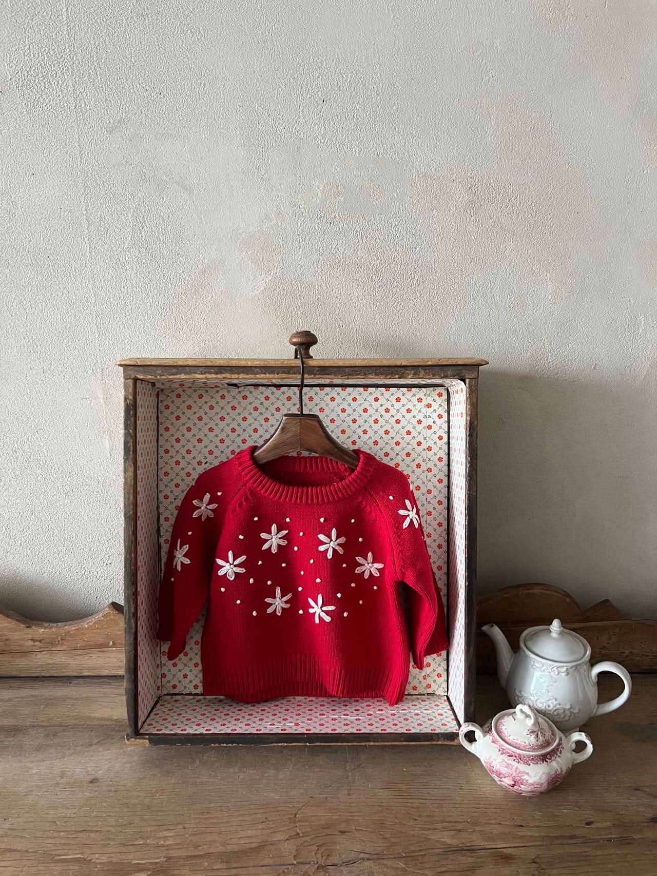 Toddler Snow Embroidered Sweater (1 - 6y) - Red kids outfit