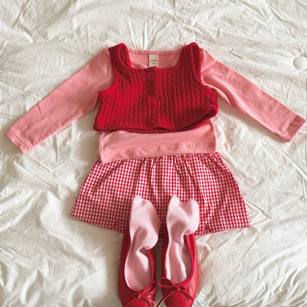 Toddler SP26 2 - Pack Crewneck Long Sleeve Tee (2 - 8y) - Ivory+Pink - AT NOON STORE