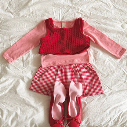 Toddler SP26 2 - Pack Crewneck Long Sleeve Tee (2 - 8y) - Ivory+Pink - AT NOON STORE