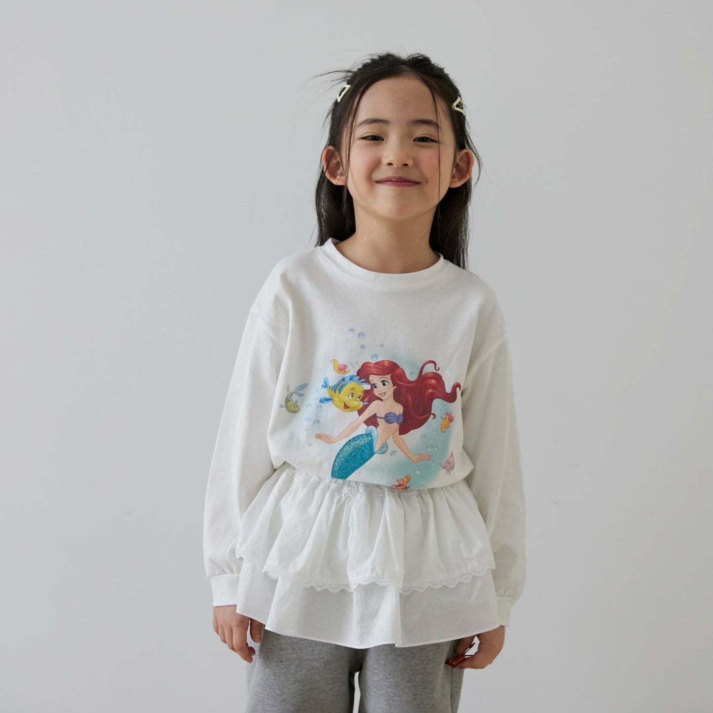 Toddler SP26 Ariel Long Sleeve Top (1 - 7y) - White - AT NOON STORE