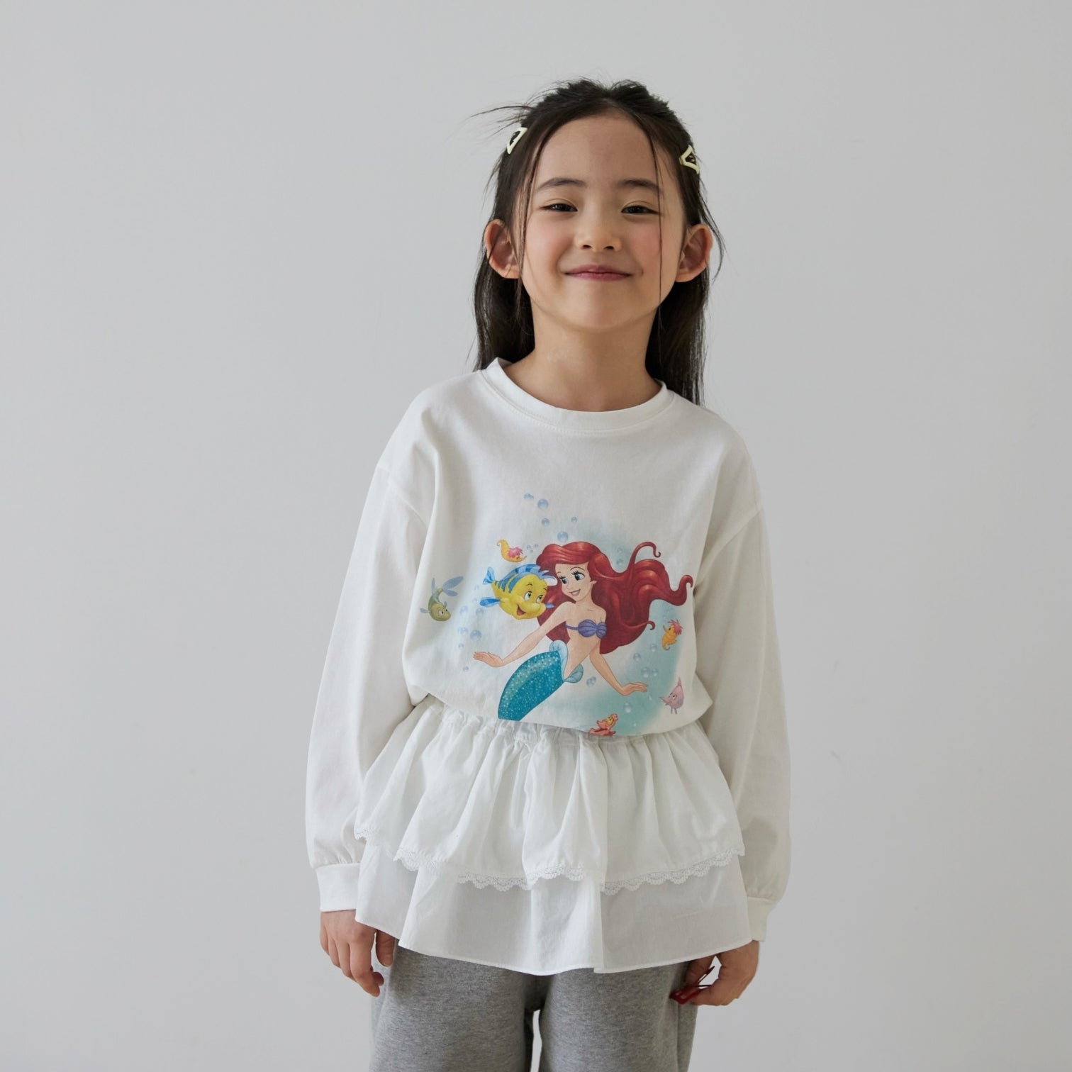 Toddler SP26 Ariel Long Sleeve Top (1 - 7y) - White - AT NOON STORE