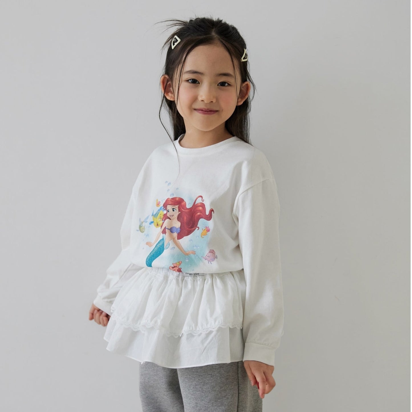 Toddler SP26 Ariel Long Sleeve Top (1 - 7y) - White - AT NOON STORE