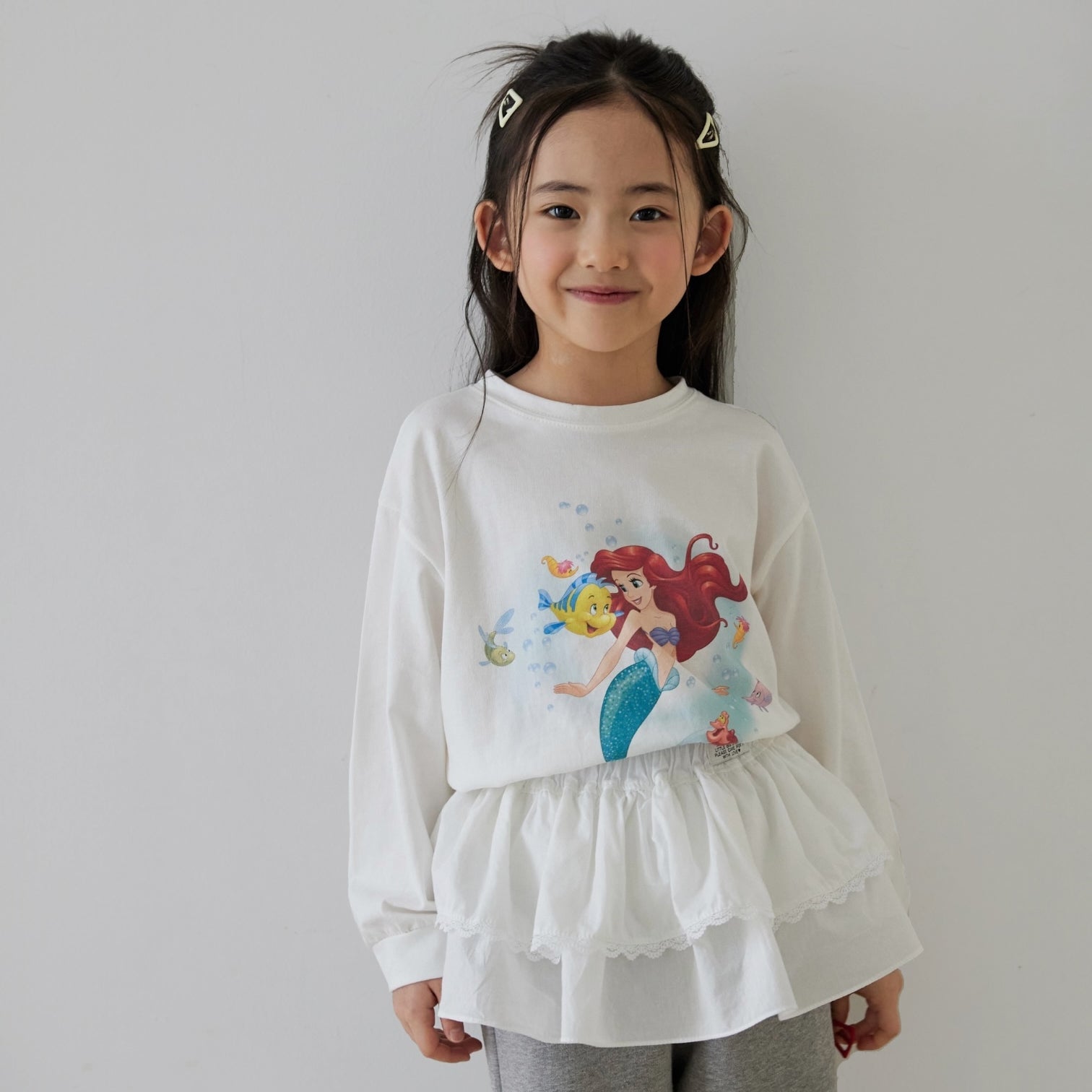 Toddler SP26 Ariel Long Sleeve Top (1 - 7y) - White - AT NOON STORE