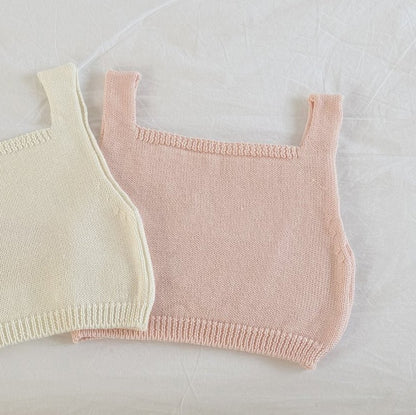 Toddler SP26 Cake Knit Cropped Vest Top (2 - 8y) - Pink - AT NOON STORE