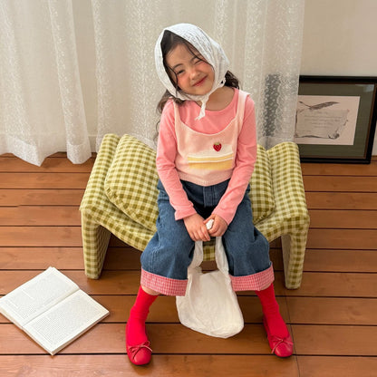 Toddler SP26 Cake Knit Cropped Vest Top (2 - 8y) - Pink - AT NOON STORE