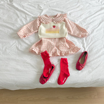 Toddler SP26 Cake Knit Cropped Vest Top (2 - 8y) - Pink - AT NOON STORE