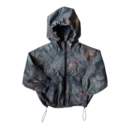 Toddler SP26 Camo Print Adjustable Hem String Hooded Jacket (3 - 7y) - Black - AT NOON STORE