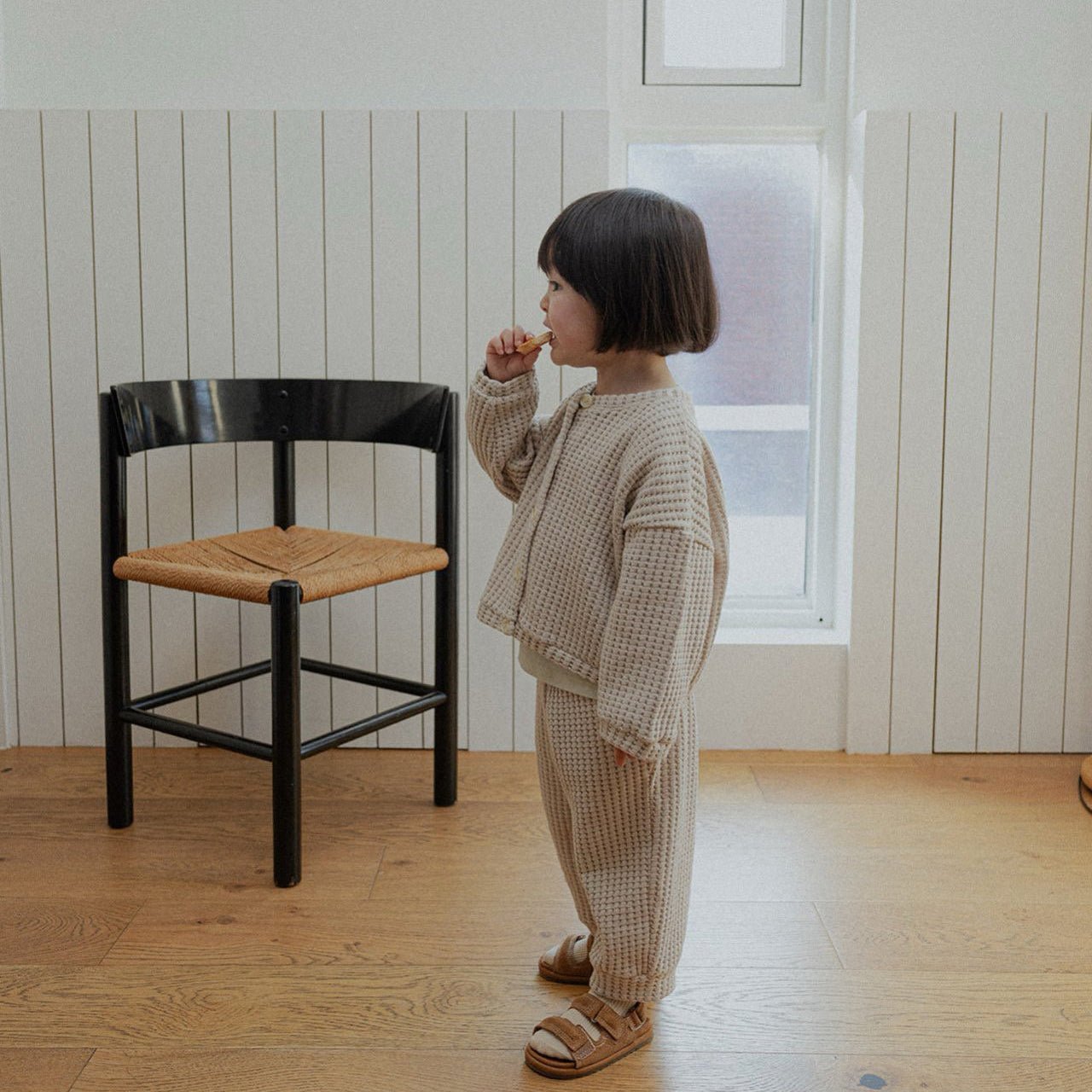 Toddler SP26 Chunky Waffle Cardigan (10m - 4y) - Beige - AT NOON STORE