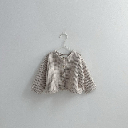 Toddler SP26 Chunky Waffle Cardigan (10m - 4y) - Beige - AT NOON STORE