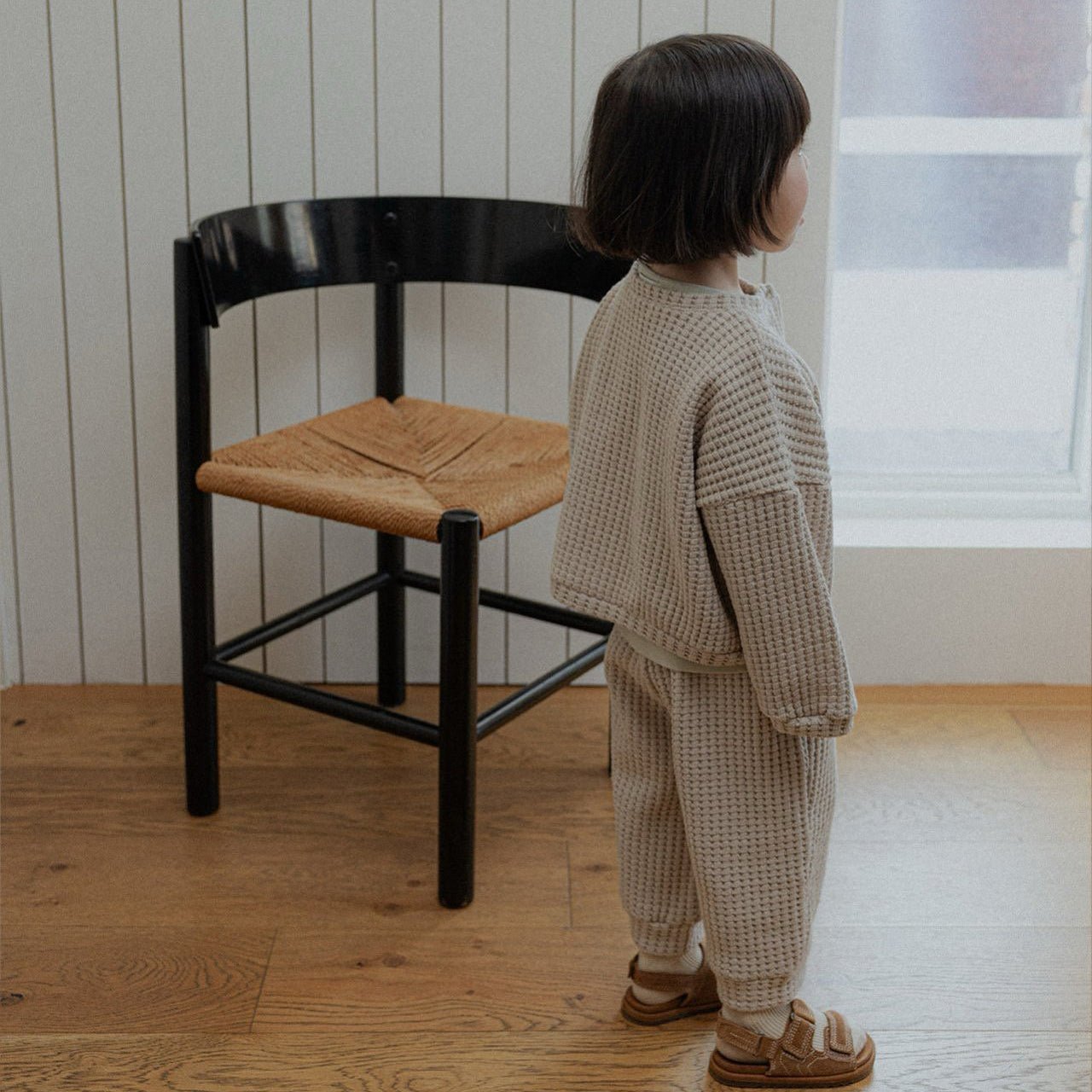 Toddler SP26 Chunky Waffle Cardigan (10m - 4y) - Beige - AT NOON STORE