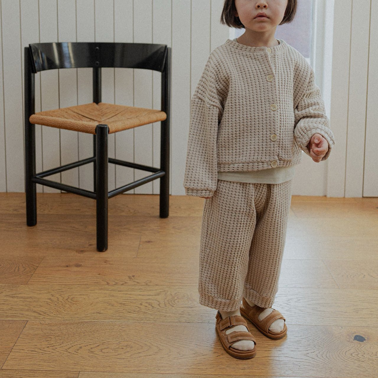 Toddler SP26 Chunky Waffle Jogger Pants (10m - 4y) - Beige - AT NOON STORE