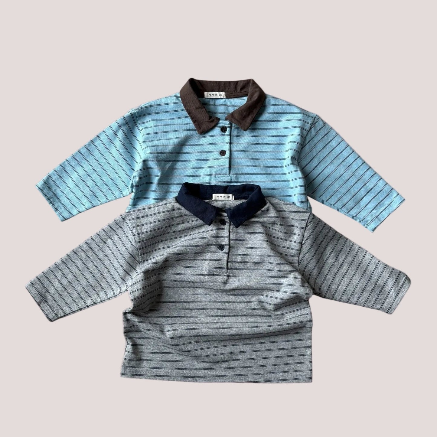 Toddler SP26 Collar Stripe Long Sleeve Top (1 - 7y) - 2 Colors kids outfit