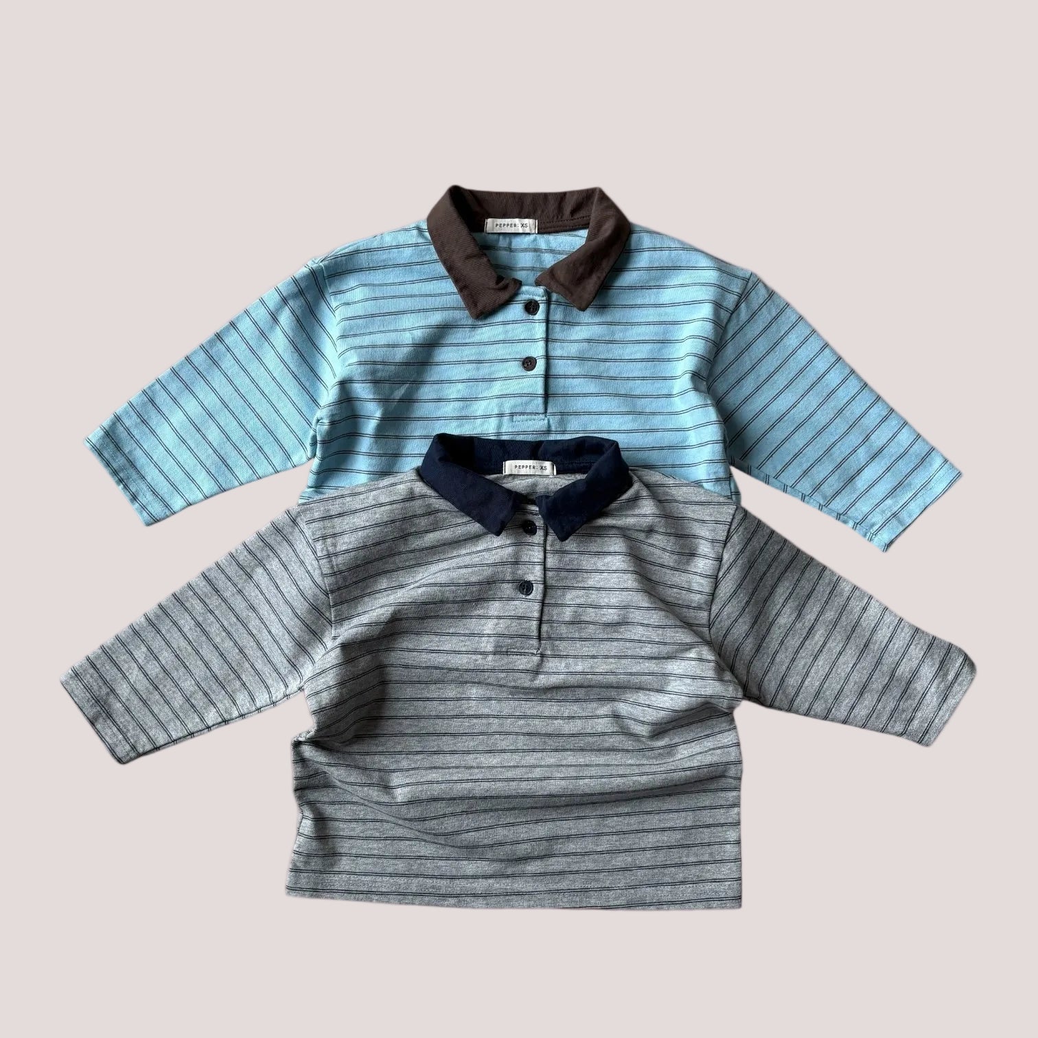 Toddler SP26 Collar Stripe Long Sleeve Top (1 - 7y) - 2 Colors kids outfit