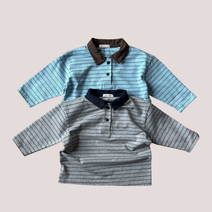 Toddler SP26 Collar Stripe Long Sleeve Top (1 - 7y) - 2 Colors kids outfit