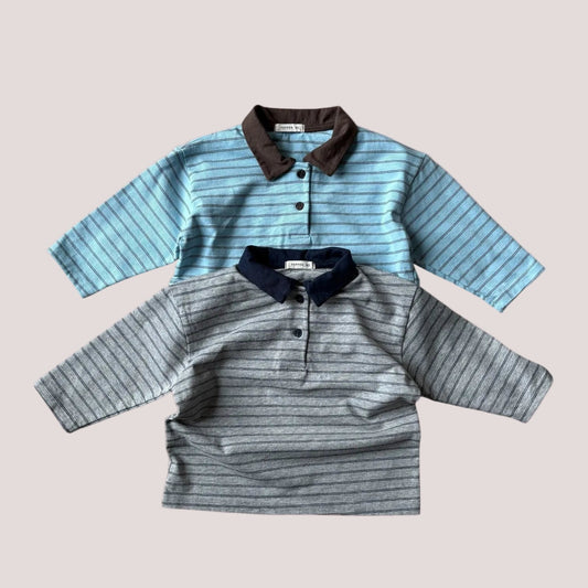 Toddler SP26 Collar Stripe Long Sleeve Top (1 - 7y) - 2 Colors kids outfit