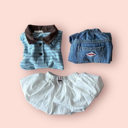 Toddler SP26 Collar Stripe Long Sleeve Top (1 - 7y) - 2 Colors kids outfit