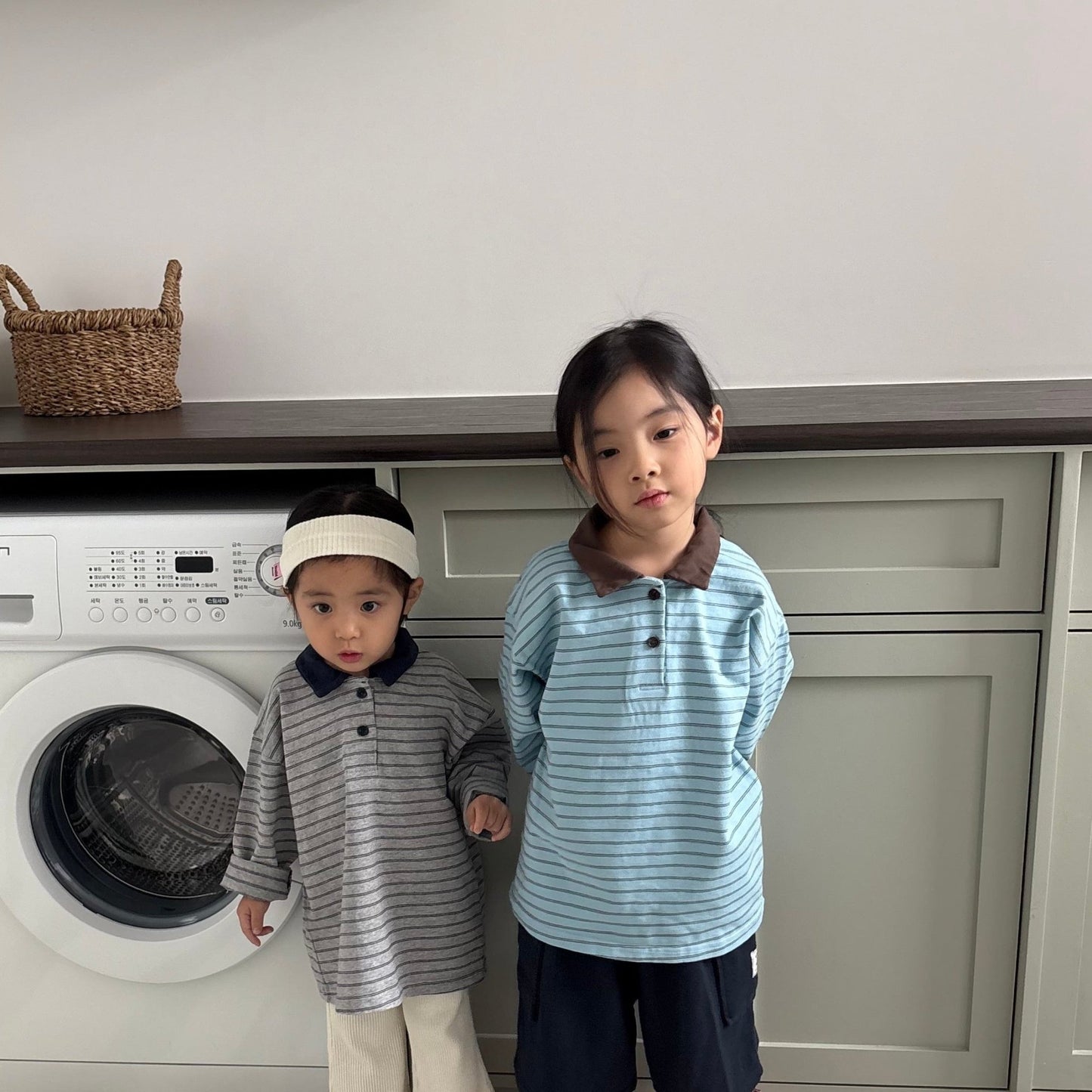 Toddler SP26 Collar Stripe Long Sleeve Top (1 - 7y) - 2 Colors kids outfit