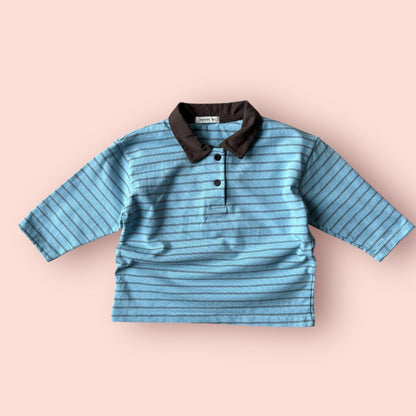 Toddler SP26 Collar Stripe Long Sleeve Top (1 - 7y) - 2 Colors kids outfit
