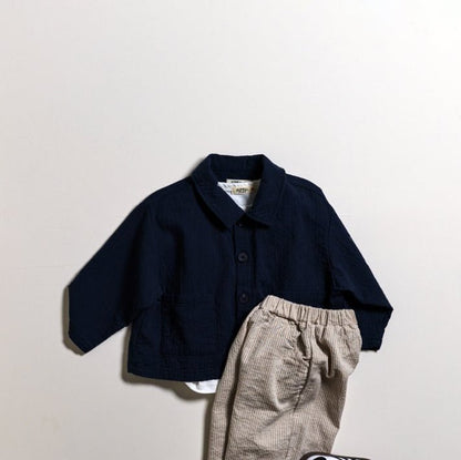 Toddler SP26 Collared Front Pockets Jacket (1 - 6y) - Navy - AT NOON STORE