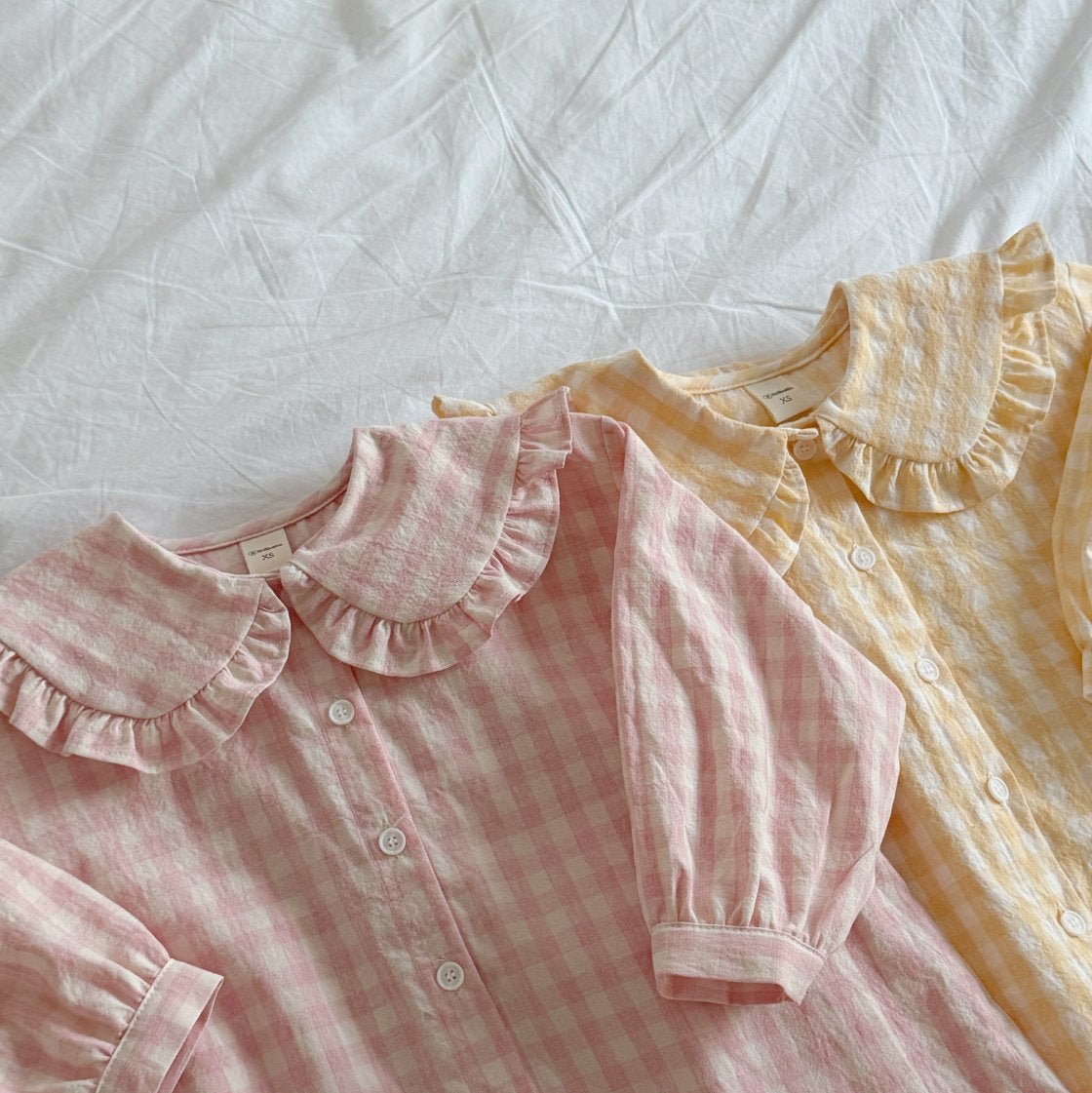 Toddler SP26 Gingham Frilled Peter Pan Collar Shirt Dress (2 - 8y) - 2 Colors - AT NOON STORE
