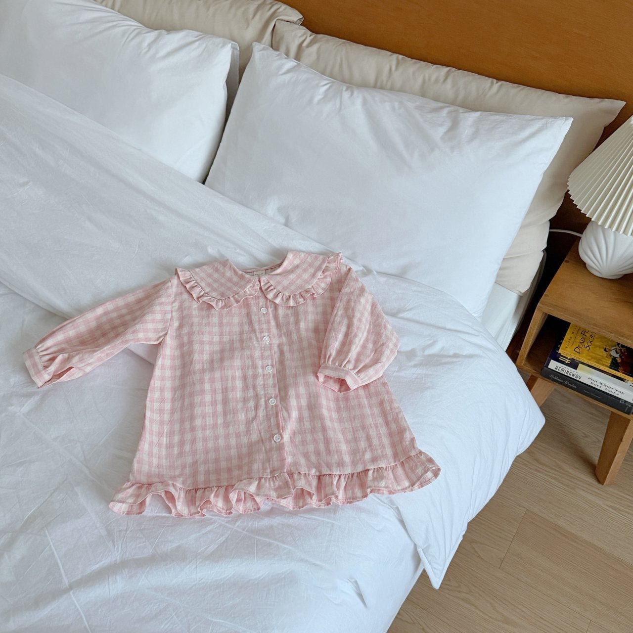 Toddler SP26 Gingham Frilled Peter Pan Collar Shirt Dress (2 - 8y) - 2 Colors - AT NOON STORE