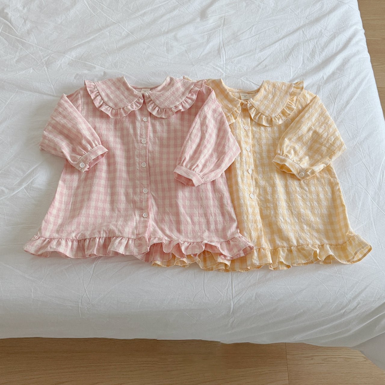 Toddler SP26 Gingham Frilled Peter Pan Collar Shirt Dress (2 - 8y) - 2 Colors - AT NOON STORE