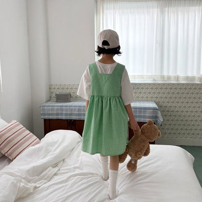 Toddler SP26 Gingham Front Button Sleeveless Dress (1 - 6y) - 2 Colors - AT NOON STORE