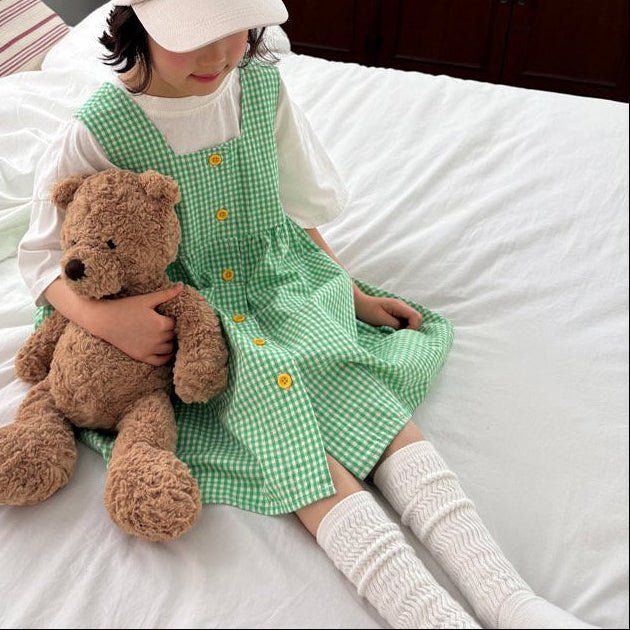 Toddler SP26 Gingham Front Button Sleeveless Dress (1 - 6y) - 2 Colors - AT NOON STORE