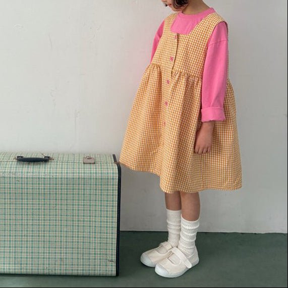 Toddler SP26 Gingham Front Button Sleeveless Dress (1 - 6y) - 2 Colors - AT NOON STORE