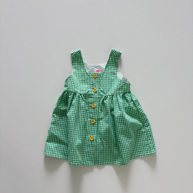 Toddler SP26 Gingham Front Button Sleeveless Dress (1 - 6y) - 2 Colors - AT NOON STORE